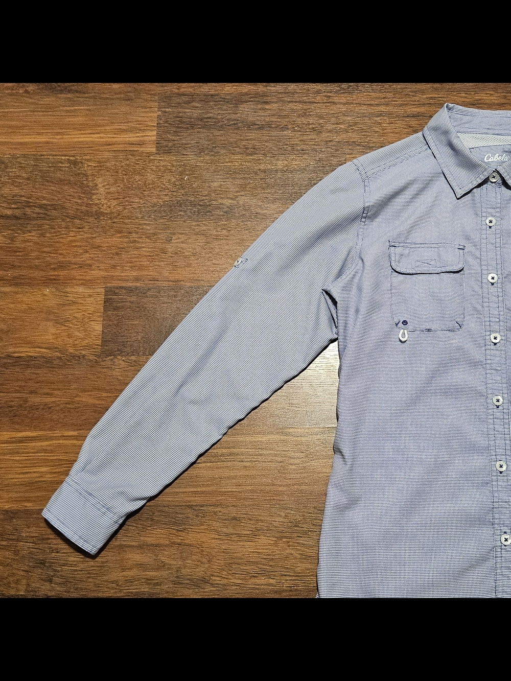 CABELAS mens long-sleeve fishing shirt SIZE MEDIUM COLOR BLUE LM21 - Picture 7 of 16